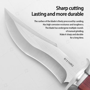 Couteau de survie multifonctionnel à lame fixe en acier inoxydable haute dureté, manche en bois, tactique, chasse, camping en plein air, bricolage, OEM - Product Image 4