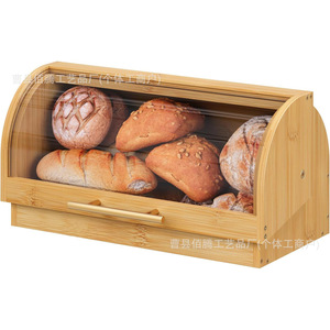 Bamboo Bread Box <b>Large</b> Capacity Kitchen Countertop Storage <b>Sliding</b> Cover For Bread Pastry Fruit Baking Storage - Product Image 4
