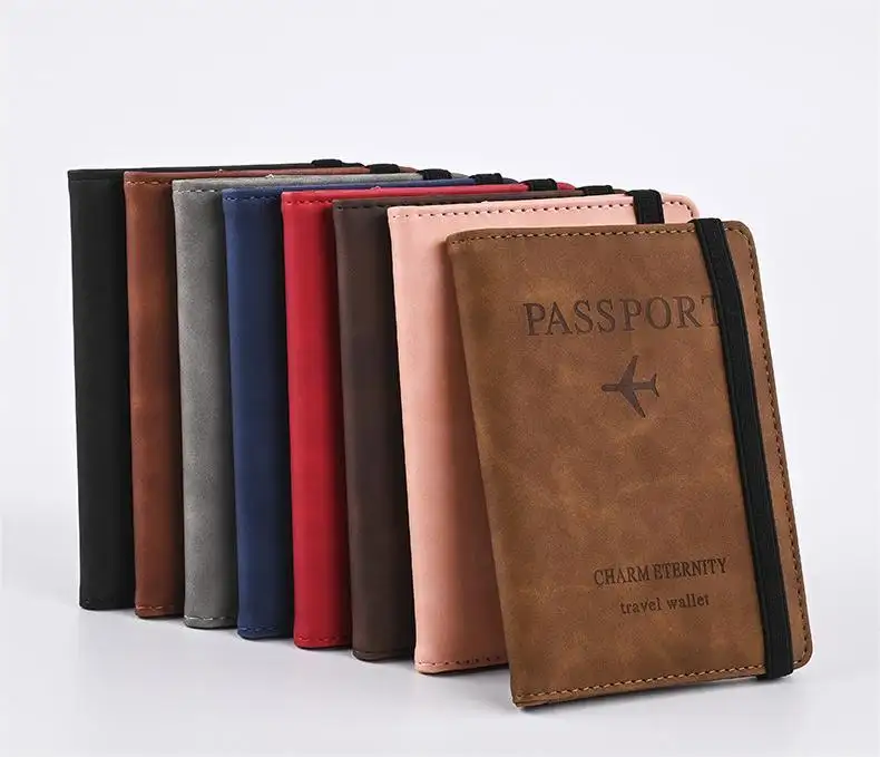 travel PU Leather passport holder custom logo Passport Holder Cover Wallet with SIM Card Slot functional card Ticket Holder