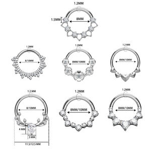 G23 Titan Clicker mũi vòng vách ngăn Hoop bản lề Nhẫn Pave Trắng CZ Tai sụn tragus Helix Thùy cơ thể xuyên đồ trang sức - Product Image 2