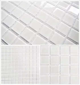 Vente en gros de carreaux de mosaïque de série de cristal, usine de dosseret de mosaïque en verre blanc