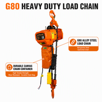Palans électriques à chaîne en acier de 2 tonnes, grue de levage, corps orange, télécommande jaune, équipement de chargement et de déchargement pour entrepôt
