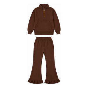 Sudadera personalizada con media cremallera para bebés niñas, de algodón orgánico y elastano, suave y más gruesa, para otoño, ideal para conjuntos festivos y ropa a juego para hermanas, venta al por mayor - Product Image 6