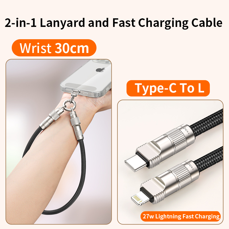 สายคล้องข้อมือ L สีดำ Type-C