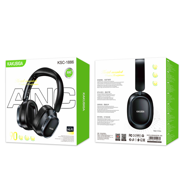 KAKUSIGA Factory Direct New Arrival Noise Cancelling Wireless Headphones HiFi Over-Ear Headset Long Battery for Travel Gaming