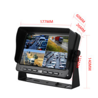 Moniteur de bus 7 pouces avec enregistrement AHD, moniteur DVR 4 canaux, moniteur d'image quadruple, moniteur de véhicule pour camions/camping-cars/bus