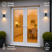 Puerta Abatible de Doble Acristalamiento, Aislante Acústico, de Vidrio Templado, Estilo Francés Moderno, de UPVC Blanco, para Entrada de Casa o Villa Residencial