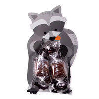 Carte en papier découpée sur mesure en forme d'animal de dessin animé 3D avec sac transparent pour l'emballage de collations et de bonbons