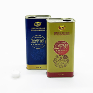 Lata Rectangular de Hojalata de Grado Alimenticio de 1L para Aceite de Oliva con Acabado Lacado, Impresión Offset, Logotipo Personalizado y Tapa de Plástico - Product Image 1