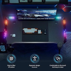 <span class=keywords><strong>Bureau</strong></span> de jeu LED M-Frame <span class=keywords><strong>160</strong></span> x 60 <span class=keywords><strong>cm</strong></span>, table de jeu, <span class=keywords><strong>bureau</strong></span> d'ordinateur avec porte-gobelet et crochets pour casque, table PC, table de <span class=keywords><strong>gamer</strong></span> - Product Image 6