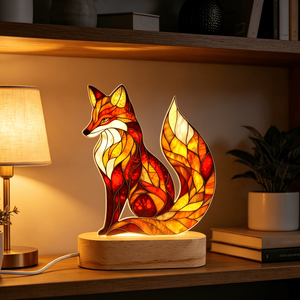 Lámpara Nocturna con Base de Madera, Kit de Mosaico de Vidrio con Diseño de Zorro, Incluye Azulejos de Mosaico de Vidrio Coloridos, Divertida y Creativa Lámpara Nocturna de Animales para Manualidades - Product Image 4