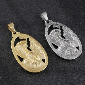 Pendentif en acier inoxydable sterling pour femme, collier avec pendentif tigre, peinture de paysage chinoiserie - Product Image 5