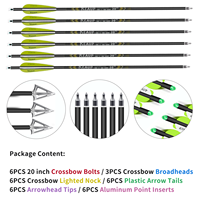 Flèches de carabine à poulies en carbone HT de 20 pouces, 6 pièces, avec pointes lumineuses, flèches de chasse, logo personnalisé OEM, pour arc classique en plastique