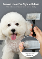 Brosses à poils pour animaux de compagnie de haute qualité, brosses à poils professionnelles en acier inoxydable avec manche en bois pour chiens et chats