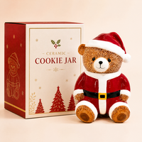 Pot à biscuits en céramique personnalisé, motif ours de Noël, décor de cuisine festif peint à la main, 25 cm