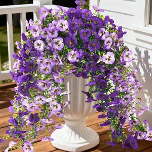 Asaying Artificial Pansy <b>Vine</b> Flowers Purple Outdoor Hanging Decor UV Protection - Product Image 1
