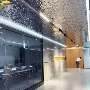 Placa de relieve de acero inoxidable para decoración de techo de Hotel, superproveedor de China para proyecto de construcción de Hotel, ondulación de agua, ZB0305
