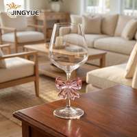 Verre à vin rouge en cristal de 20 oz avec logo personnalisé, nœud papillon, emballage élégant en boîte cadeau en bois pour mariage, événement, célébration