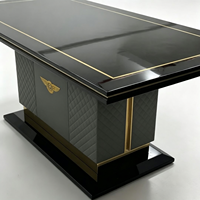 Table à manger rectangulaire moderne de luxe en bois massif avec pieds en métal, mobilier de maison personnalisable