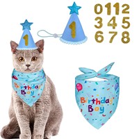 Ensemble Bandana et Chapeau d'Anniversaire pour Animaux de Compagnie, Motif Numérique, Accessoires de Célébration Colorés pour Chiens et Chats