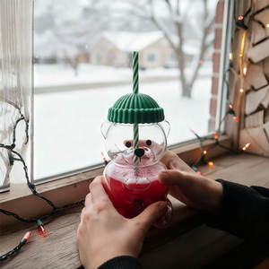 Vaso de Vidrio con Pajita Lami Bear, Vaso de Agua de 500 ml, Edición Limitada, Taza de Café con Diseño de Oso Latinoamericano - Product Image 4
