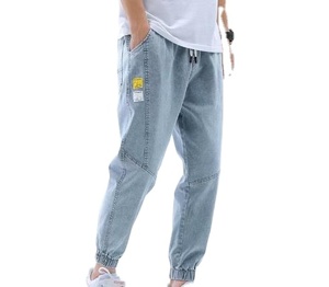 Jeans d'été OEM pour hommes, pantalon ample à ourlet arrondi, pantalon décontracté tendance et fin - Product Image 1