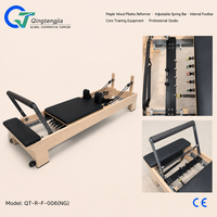 Machine de Pilates Reformer en bois d'érable avec barre à ressort réglable et barre de pied interne, équipement d'entraînement du tronc pour studio professionnel