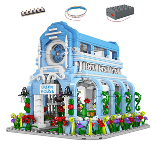 Mould <span class=keywords><strong>King</strong></span> 16048 MOC City Street View Flowers Bouquet House Botanical Garden MOC Building Blocks Model Bricks LED Light Toy - Product Image 1
