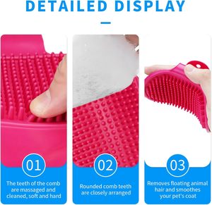 Factory Price Adjustable <b>Ring</b> Handle Rubber Pet <b>Cat</b> Dog Hair Removal Cleaning Soothing Massage Shampoo Bath Brush - Product Image 3