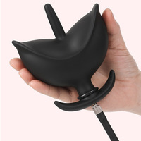 Plug anal gonflable en silicone, outil de massage pour la stimulation de la prostate, pour hommes et femmes, tige flexible, base lisse, noir, 150g