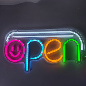 Tanda Neon LED Logo terbuka kustom lampu Logo papan iklan dekorasi dalam ruangan toko bisnis Salon restoran tanda Neon