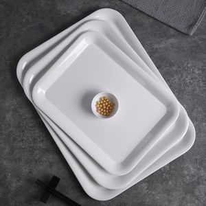 Bandejas para servir al precio de fábrica de China al por mayor bandeja para servir comida de plástico rectangular blanco liso melamina 100% - Product Image 3