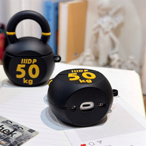 Nueva funda de silicona para <span class=keywords><strong>auriculares</strong></span> 3D con mancuernas de 50 KG para <span class=keywords><strong>Apple</strong></span> <span class=keywords><strong>Airpods</strong></span> 4 Pro 2 3, funda con hebilla de anillo para <span class=keywords><strong>auriculares</strong></span>, bonitas fundas negras de goma - Product Image 5