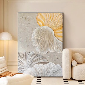 Creamy Abstract Oil Painting Gold <b>Frame</b> Rectangle Modern Minimalist Living Room Sofa Background <b>Wall</b> Art - Product Image 2