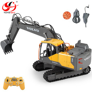 E568-003 1/16 17ch <span class=keywords><strong>volvo</strong></span> licenciada rc escavadeira com furadeira, madeira grab 3 em 1, carro de brinquedo com luzes e som, caminhão de controle remoto - Product Image 1