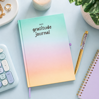 Carnet de Gratitude Quotidienne à Couverture Rigide, Couverture Dégradée Arc-en-ciel Pastel, Stylo Améthyste Cristal, Coffret Cadeau, Fabrication OEM ODM en Gros