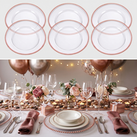 Plateaux de Présentation Ronds en Plastique Acrylique Transparent Perlés de 33 cm pour Mariages et Événements – Assiettes Décoratives pour Dressage de Table