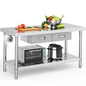 Mesa de Trabajo Comercial <span class=keywords><strong>Prometheus</strong></span> para Cocina, Acero Inoxidable, con Cajón, Certificación NSF, Antideslizante, Fabricación de Acero Resistente - Product Image 1