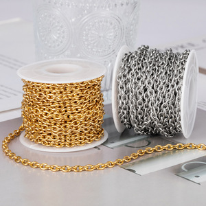316L O Link <b>Cross</b> <b>Chain</b> | 18K PVD Gold 316L Stainless Steel Round Link <b>Chain</b> for DIY Necklace Bracelet Making - Product Image 3