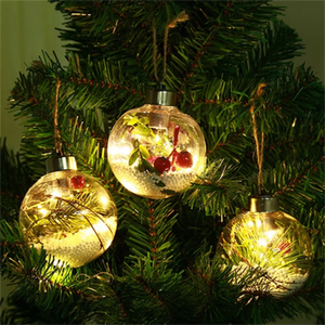 8cm Handmade <b>LED</b> Christmas <b>Ball</b> Ornaments Hanging Glowing Decorations Replaceable Battery Shatterproof Plastic High Quality - Product Image 6