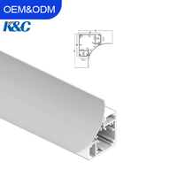 Profilé en aluminium LED d'angle 60*60mm pour bande lumineuse LED haut et bas, canal d'extrusion d'angle