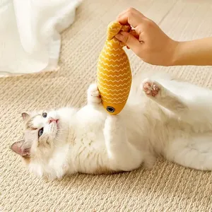 Juguete de hierba gatera ecológica HMG para interiores, forma de almohada de pez bonita para calmar el lino, juguete para masticar gatito para dormir, juguete para mascotas - Product Image 3