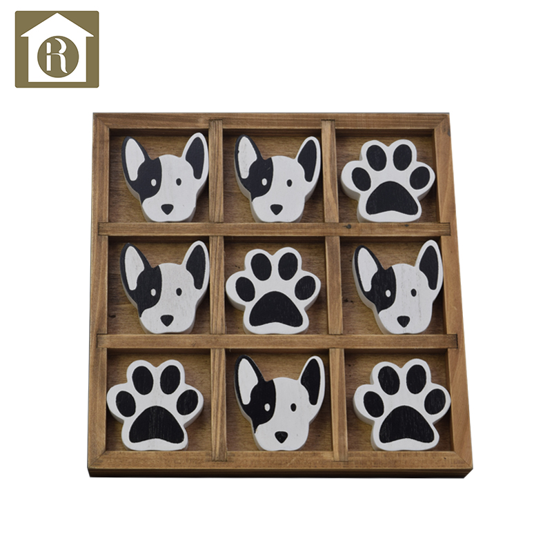 Оптовая продажа, 8 дюймов деревянный декор голову собаки и когти Настольный Декор нолики настольные игры для семей
