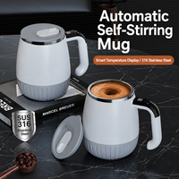 Mug à café électrique auto-mélangeur en acier inoxydable 316 avec affichage de la température, isolation sous vide et mélangeur magnétique, avec poignée