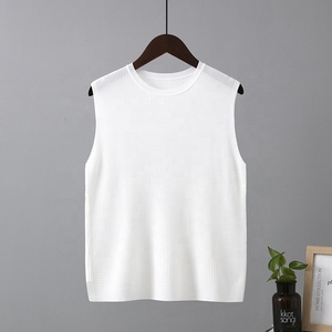 Camisola fina sin mangas para <span class=keywords><strong>mujer</strong></span>, ropa <span class=keywords><strong>interior</strong></span> de verano, top de punto con cuello redondo - Product Image 2