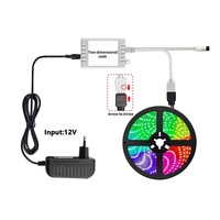 Bande LED RGB 5050 en cuivre IP20, 18 LED/m, télécommande 24 touches + contrôle double via application, synchronisation musicale, lumière d'ambiance pour fond de télévision