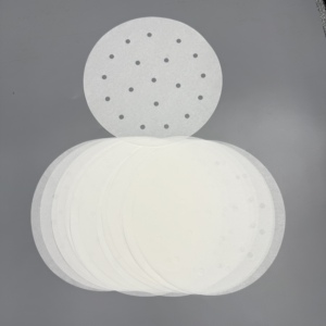 Papier sulfurisé rond jetable multi-tailles pour friteuse à air, perforé ou non perforé, pour cuisson vapeur et rôtissage en cuisine - Product Image 1