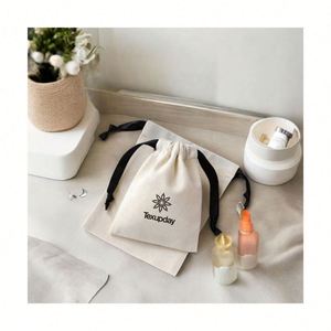 Wholesale Traveling Small Gift Storage Cotton Canvas <b>Pouch</b> Packaging <b>Drawstring</b> Jewelry Bag With Logo Custom - Product Image 1