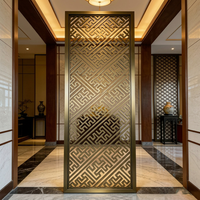 Paravent décoratif en acier inoxydable doré, découpé au laser, à motifs de cercles entrelacés, pour séparation de pièce, panneau de hall d'hôtel