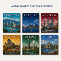 Aimant de réfrigérateur carré en céramique, souvenir touristique du Canada, avec impression de monuments, aimant de réfrigérateur personnalisé avec œuvre d'art urbaine, OEM ODM, vente en gros